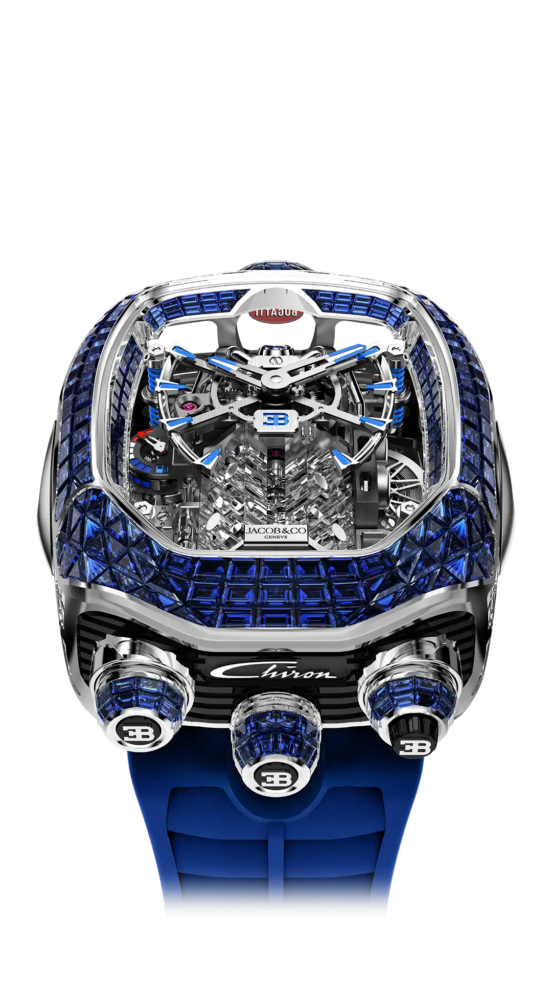 Bugatti Chiron Tourbillon Baguette | Blue Sapphires Jacob & Co.