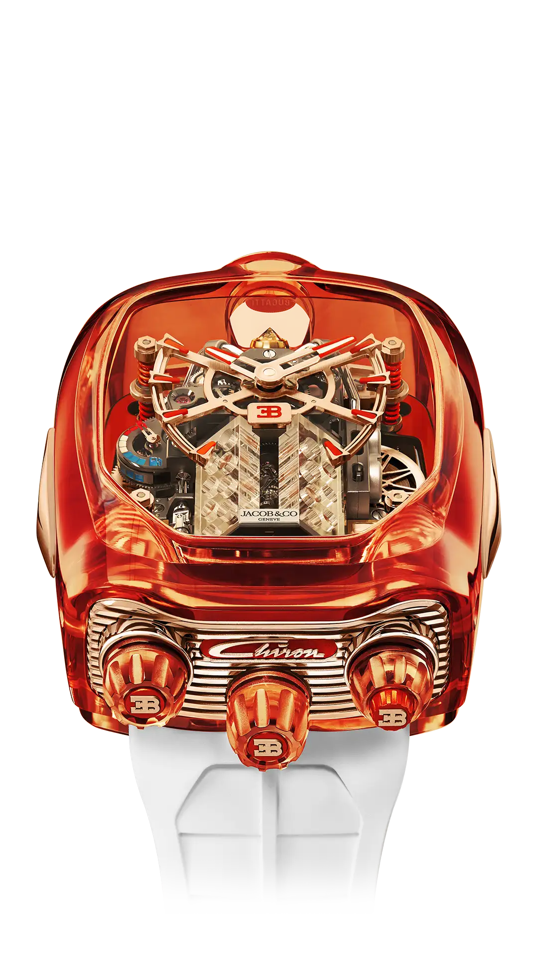 Bugatti Chiron Tourbillon Sapphire Crystal | Orange Sapphire Crystal Jacob & Co.