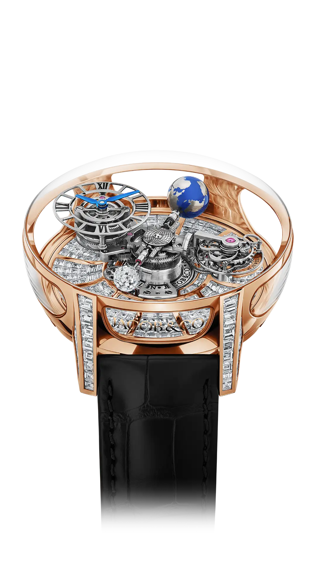 Astronomia Tourbillon Baguette | Rose Gold, Baguette White Diamonds Jacob & Co.