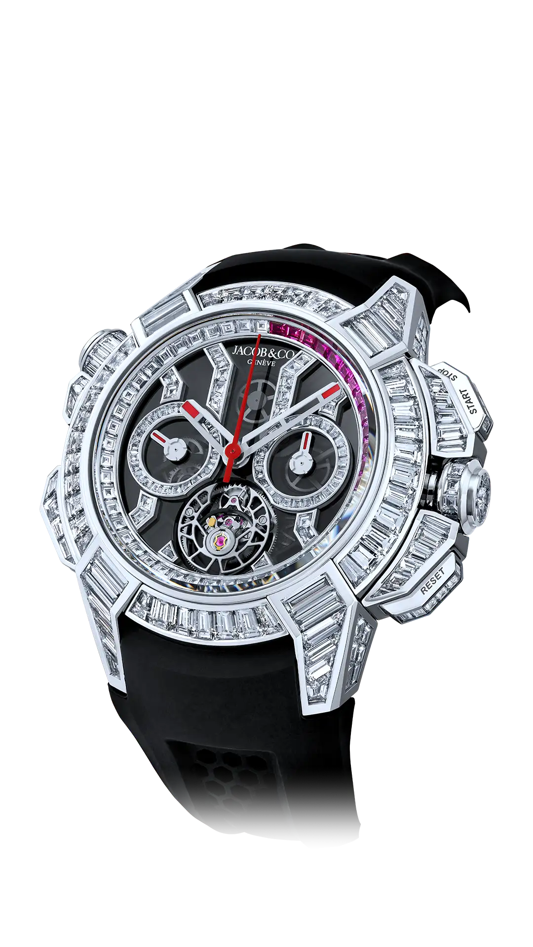 Epic X Chrono Tourbillon Baguette Black Crystal Jacob Co. MaddaloniJewel