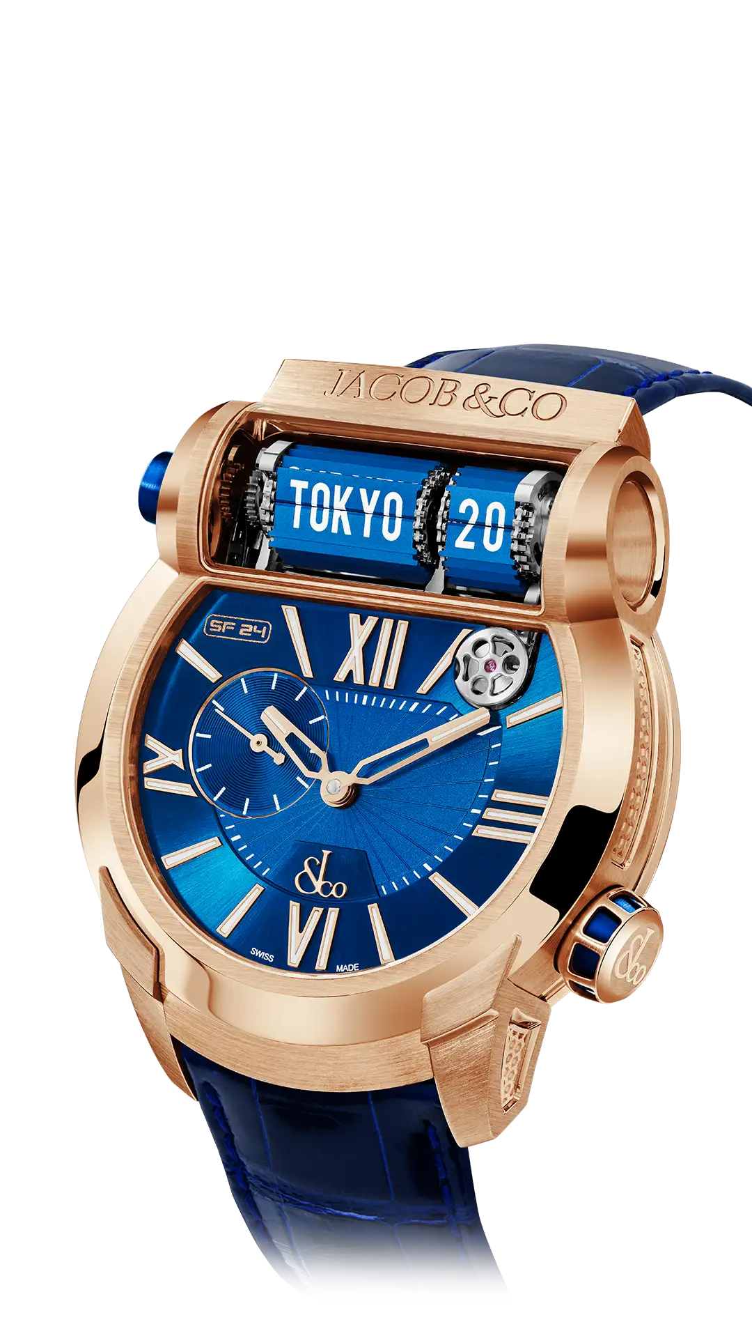 Epic SF24 | Rose Gold, Blue Dial Jacob & Co.