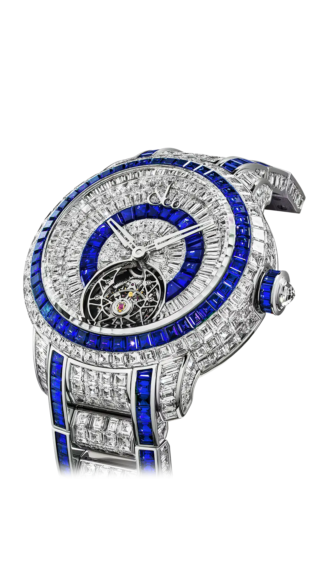 Caviar Tourbillon | White Diamonds and Blue Sapphires Jacob & Co.