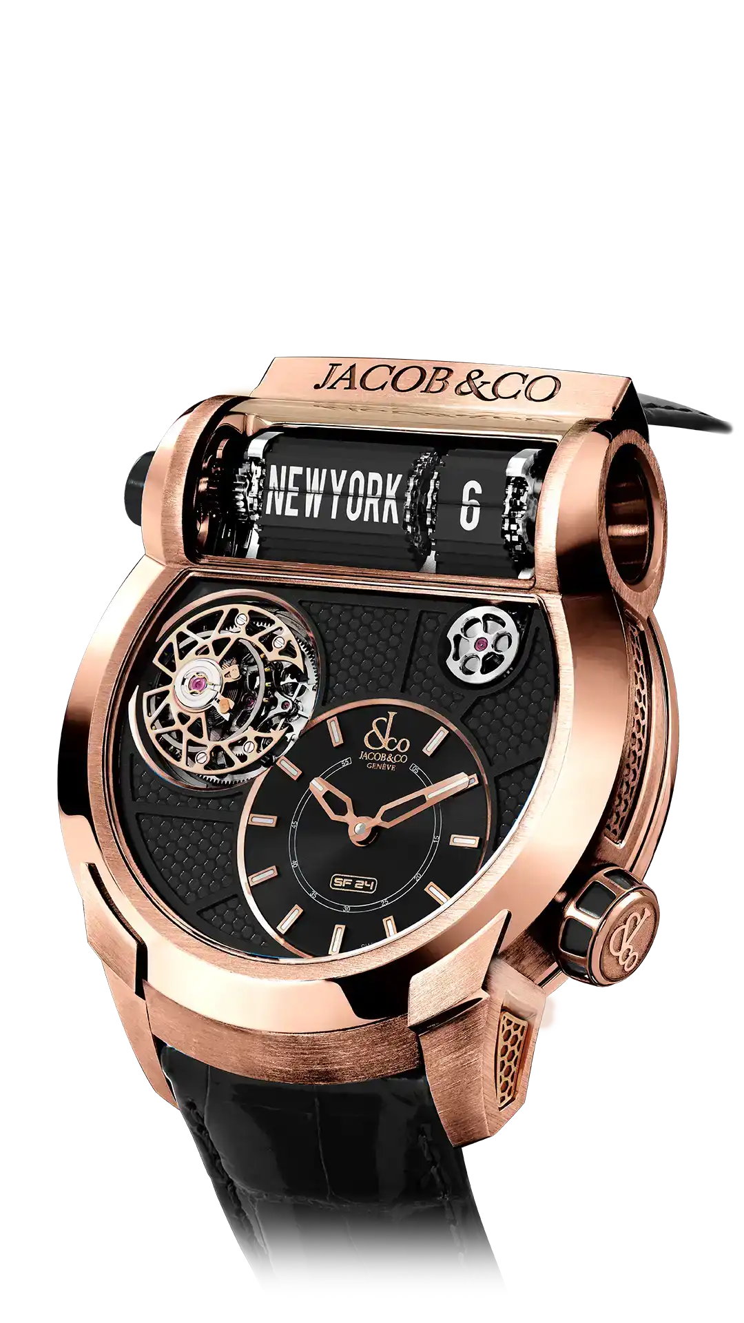 Epic SF24 Tourbillon Rose Gold Grid Dial Jacob Co. MaddaloniJewel