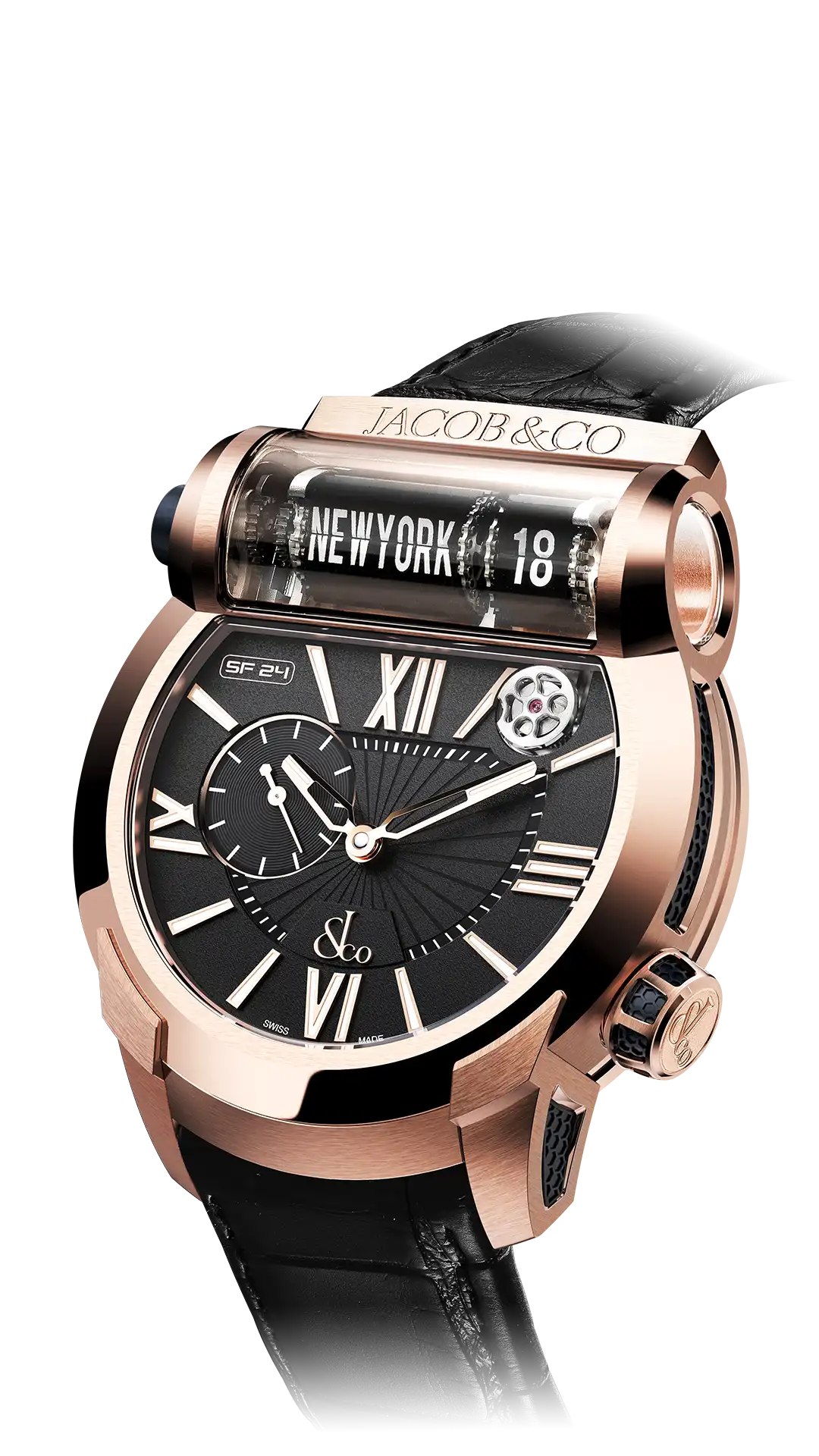 Epic SF24 | Rose Gold, Black Dial Jacob & Co.