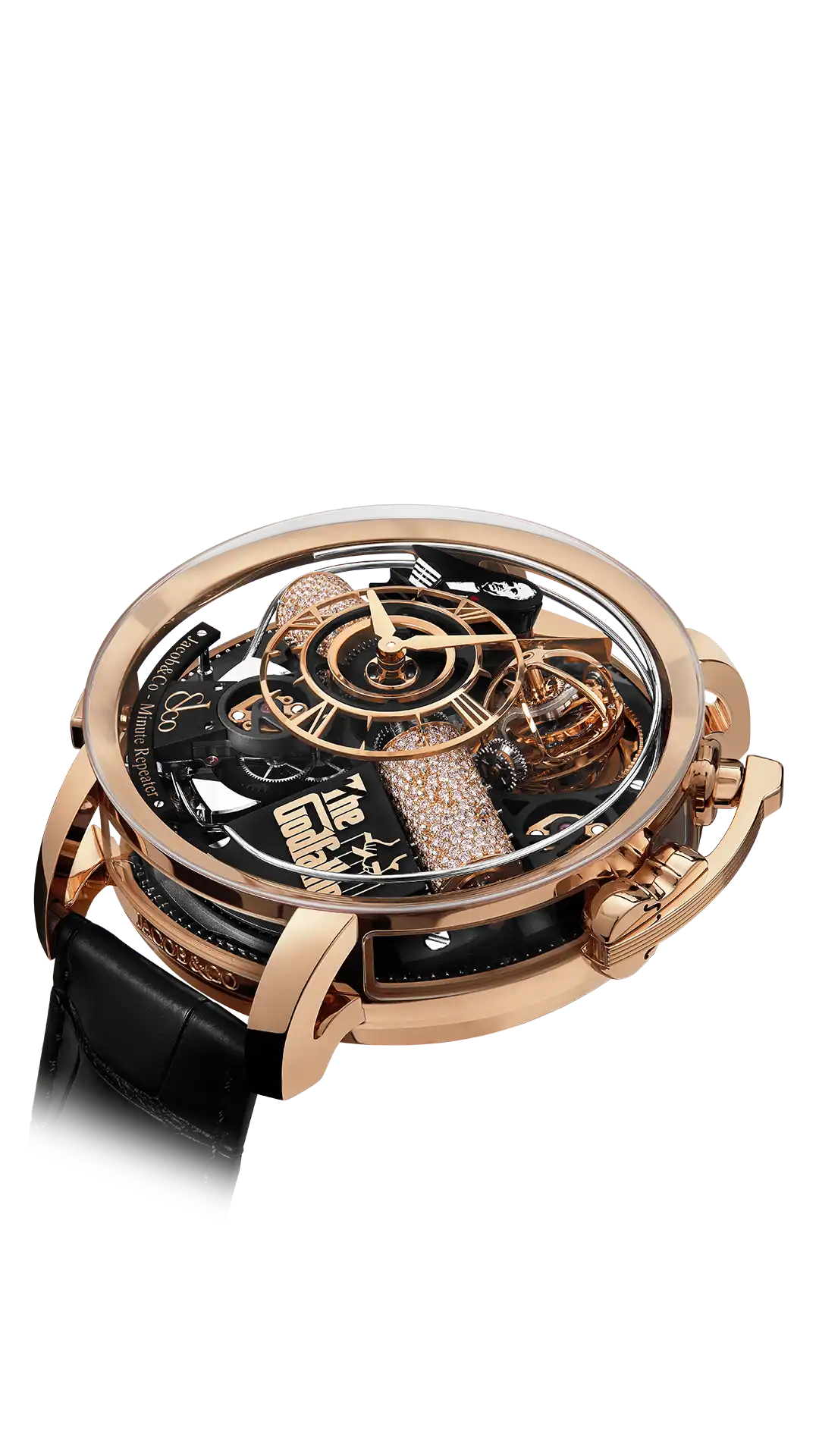 Opera Godfather Minute Repeater Rose Gold and Diamond Barrels Jacob Co