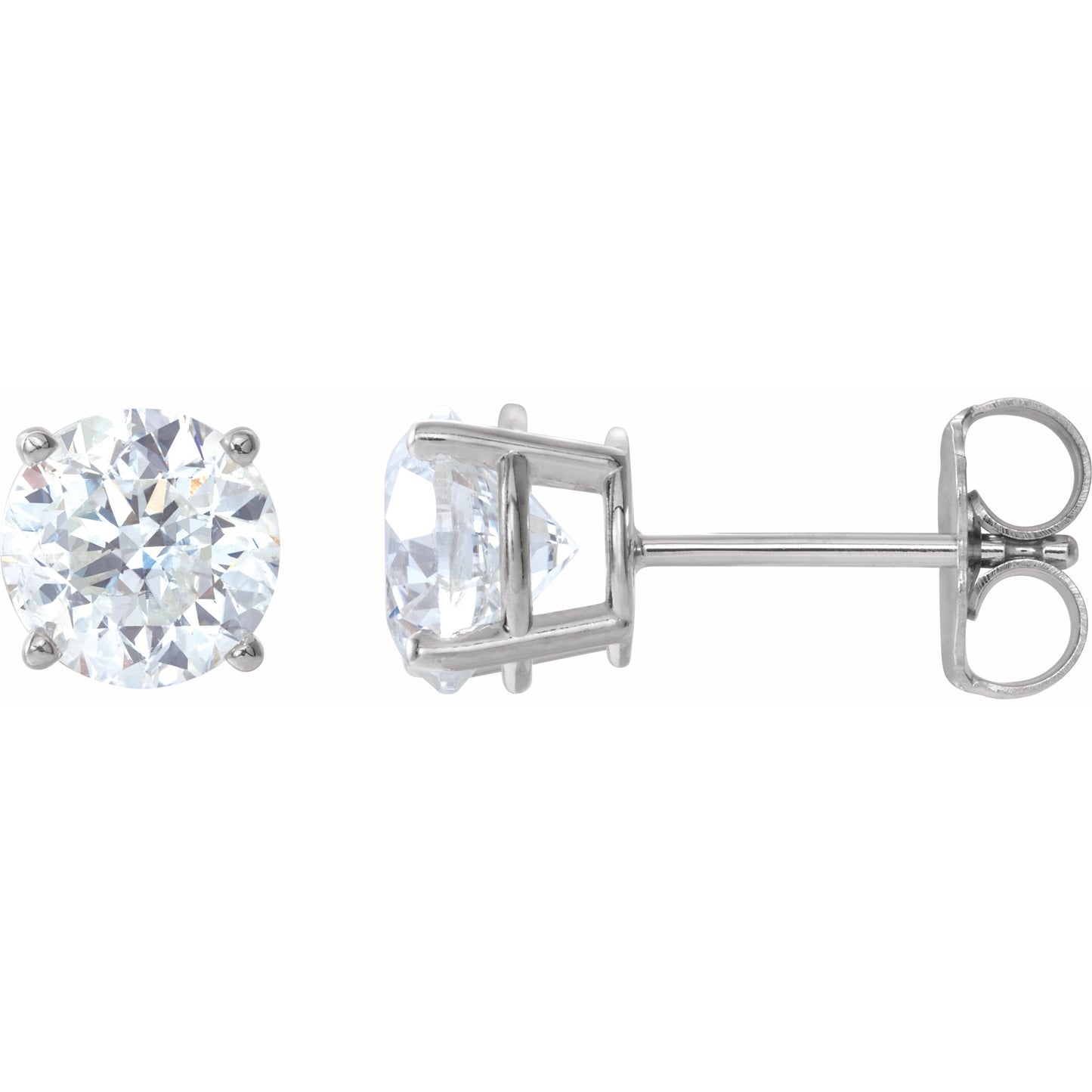 14K White 6 mm Round Lab-Created Moissaniteu2122 Earrings