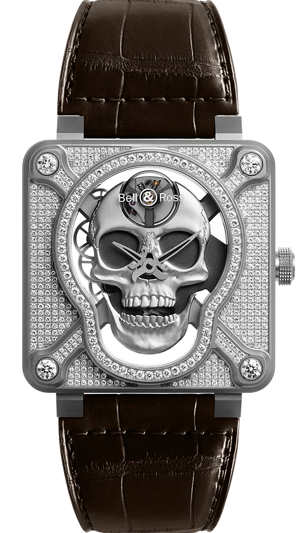 Bell & Ross BR-01 laughing skull full diamond