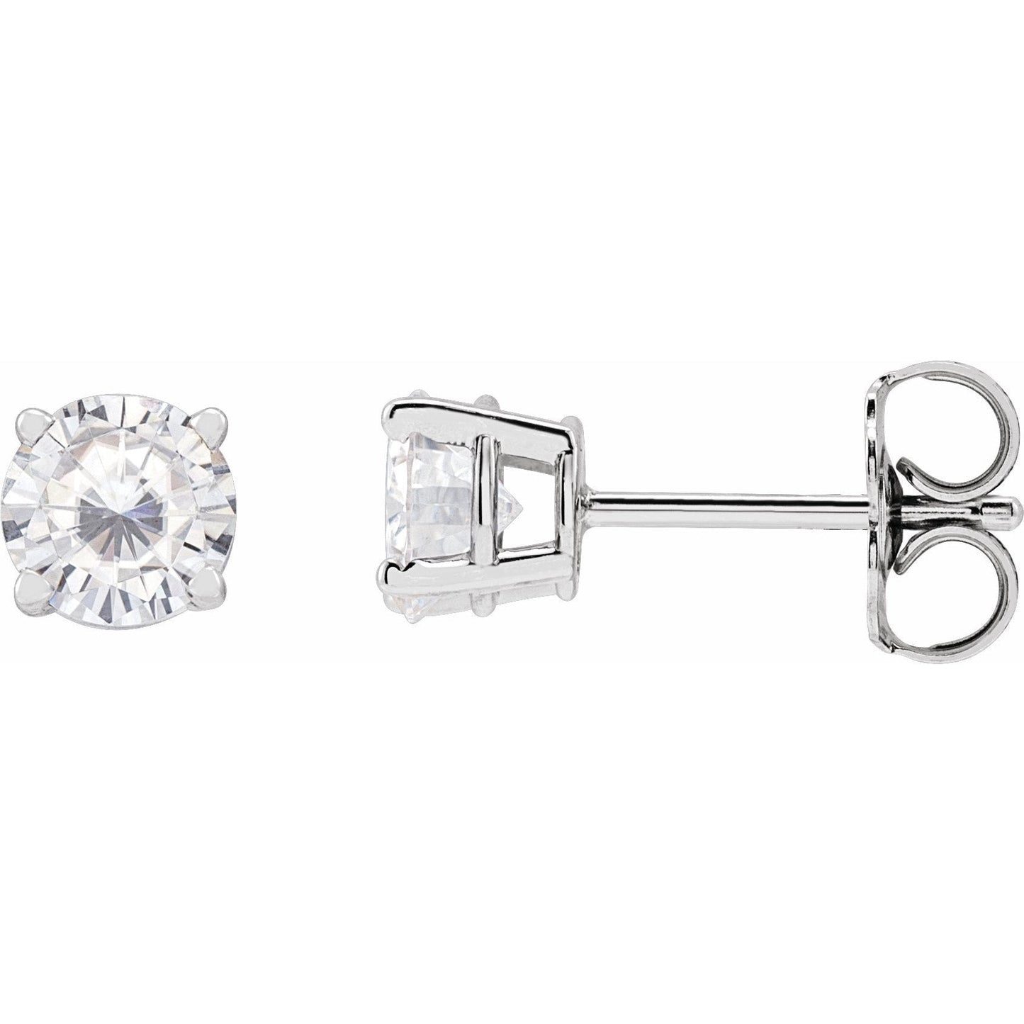 14K White 5 mm Round Lab-Created Moissaniteu2122 Earrings
