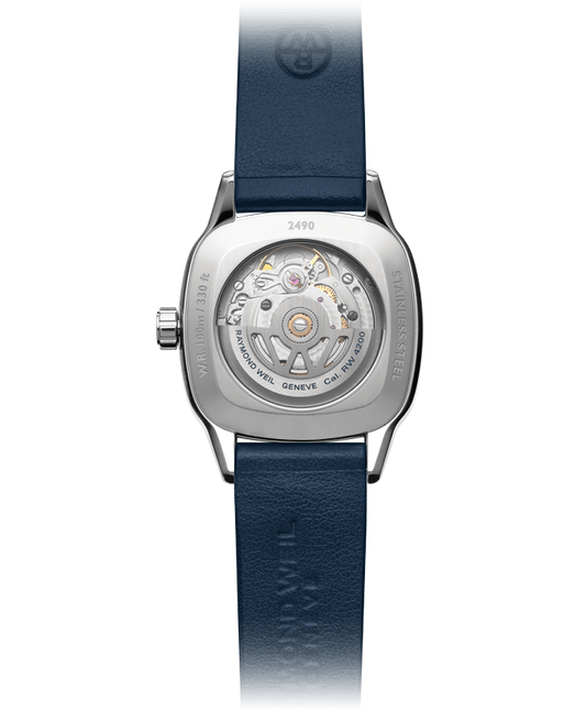 Raymond Weil Freelancer Ladies Blue Dial Leather Watch, 34.5 x 34.5 mm