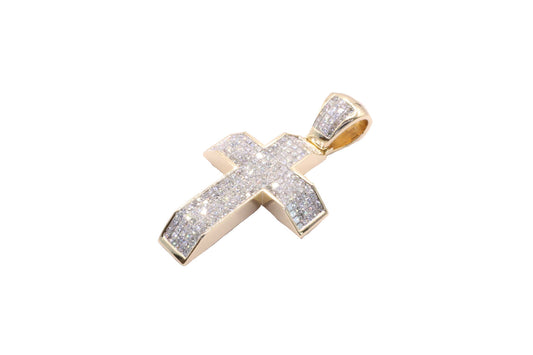 Yellow Gold Cross with Princess Cut Diamonds