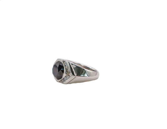 Platinum Ring with Black Diamond & Accents