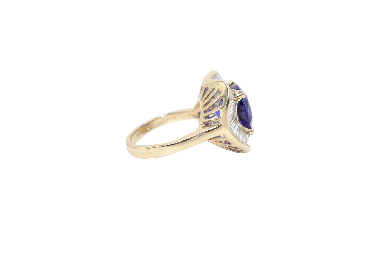 Tanzanite & Gold Ring with Baguette Diamonds