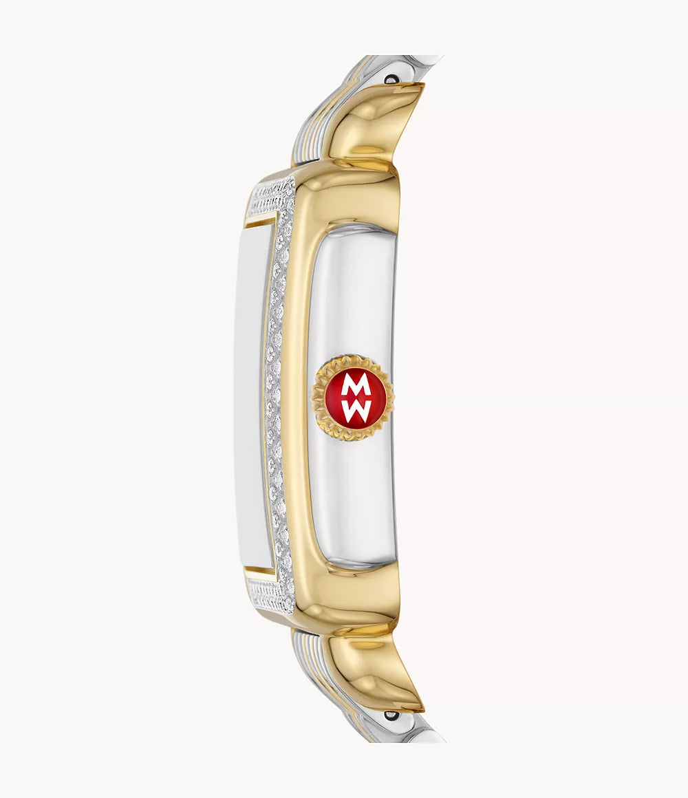Michele Deco Mid Two-Tone 18K Gold-Plated Diamond Watch