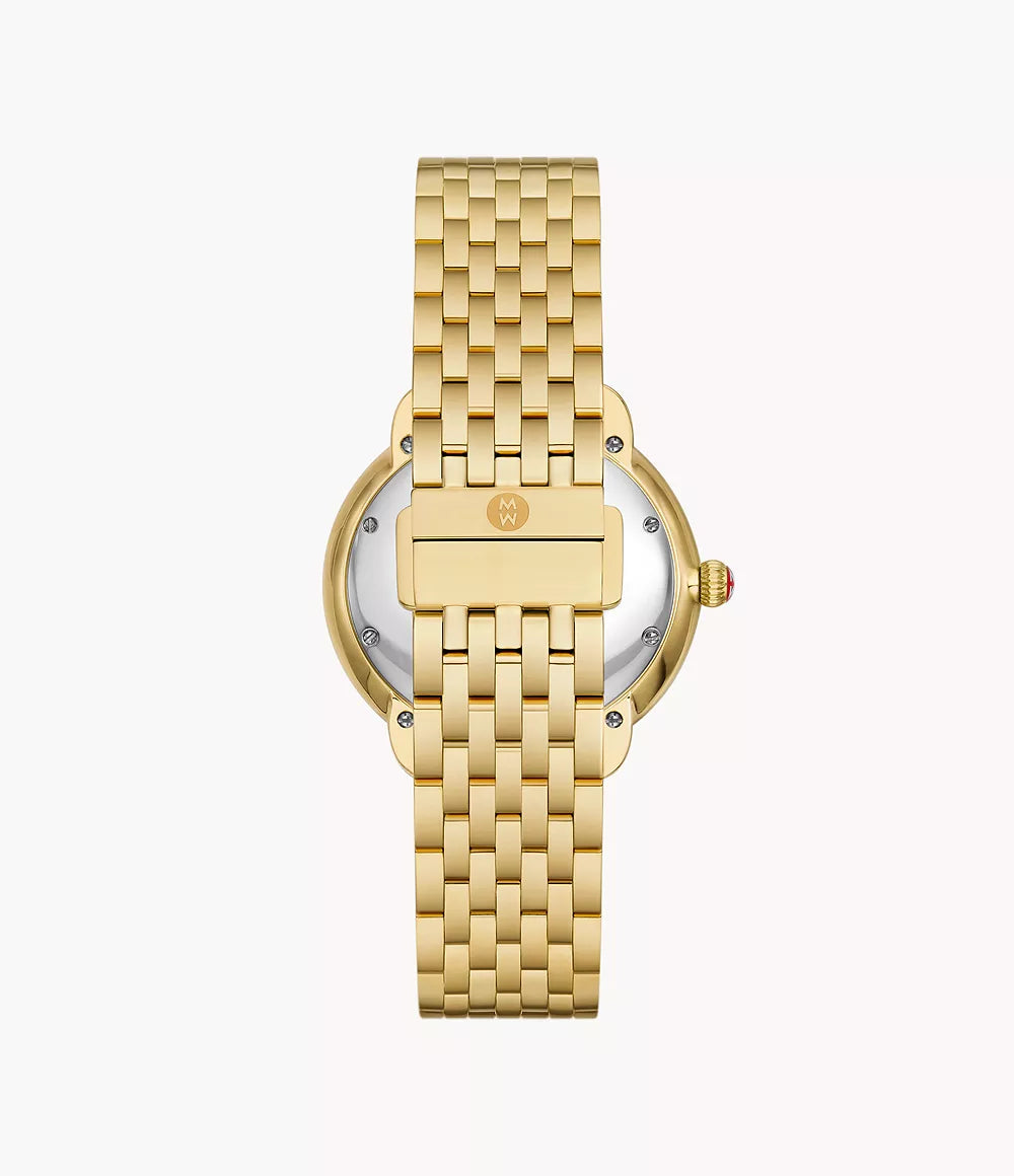 Michele Serein Mid 18k Gold-Plated Diamond Dial Watch