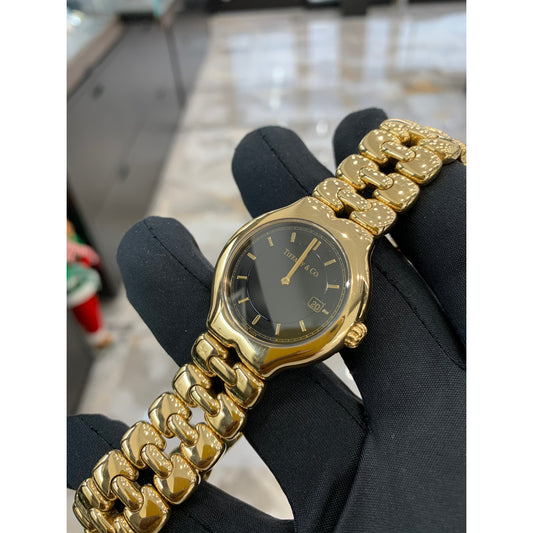 Tiffany & Co Tesoro 18k Yellow Gold Black Dial