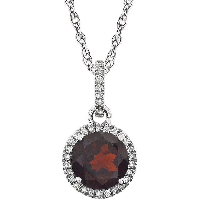14K White Mozambique Garnet & 1/10 CTW Diamond 18 Necklace