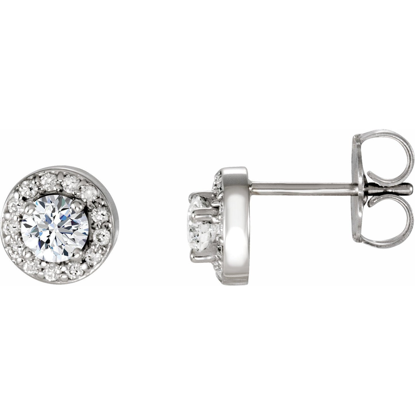 14K White 3/8 CTW Diamond Halo-Style Earrings