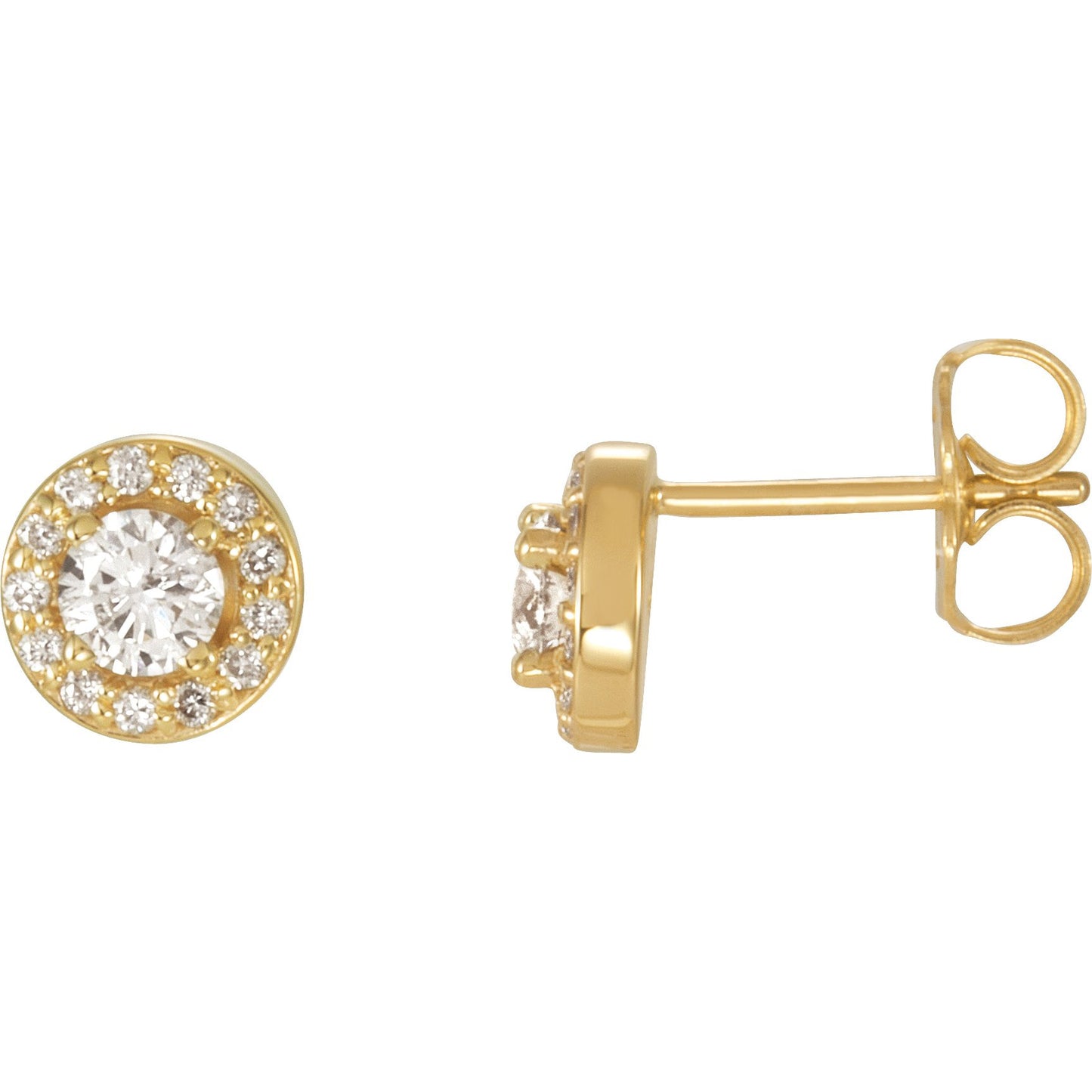 14K Yellow 3/8 CTW Diamond Halo-Style Earrings
