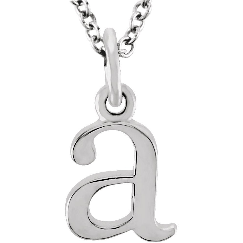 14K White Lowercase Initial a 16 Necklace