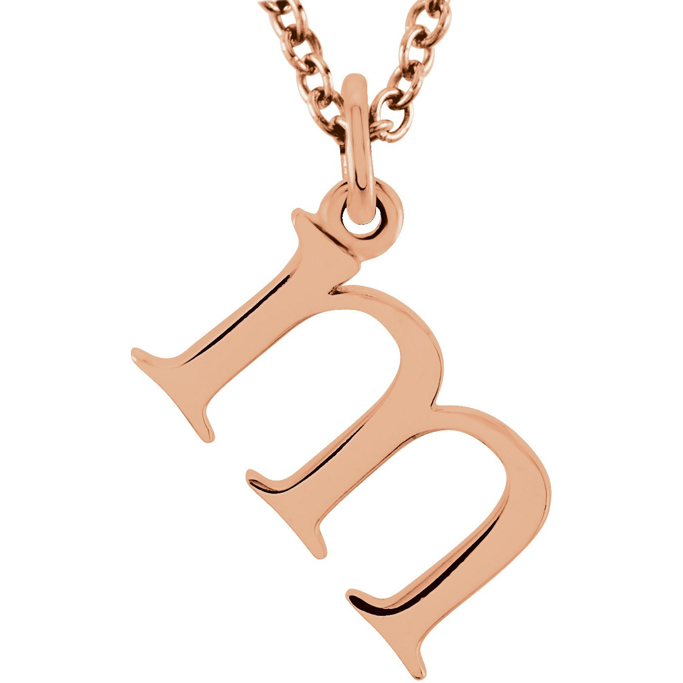 14K Rose Lowercase Initial m 16 Necklace