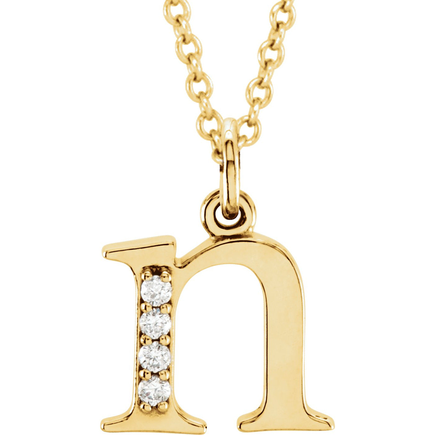 14K Yellow .02 CTW Diamond Lowercase Initial n 16 Necklace