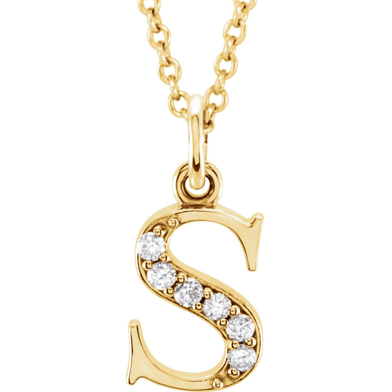 14K Yellow .03 CTW Diamond Lowercase Initial s 16 Necklace