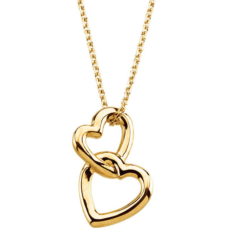14K Yellow Double Heart 18 Necklace