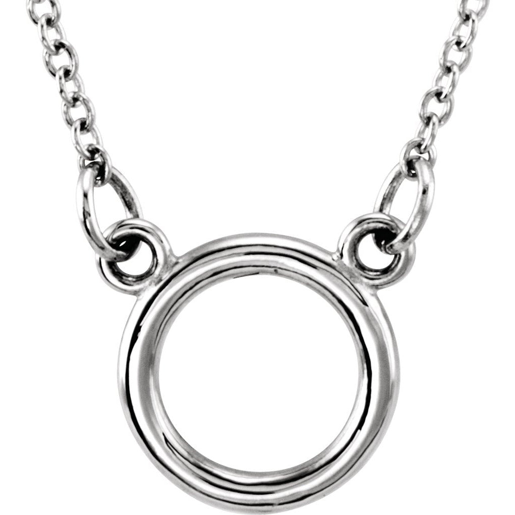 14K White Tiny Poshu00ae Circle 16-18 Necklace