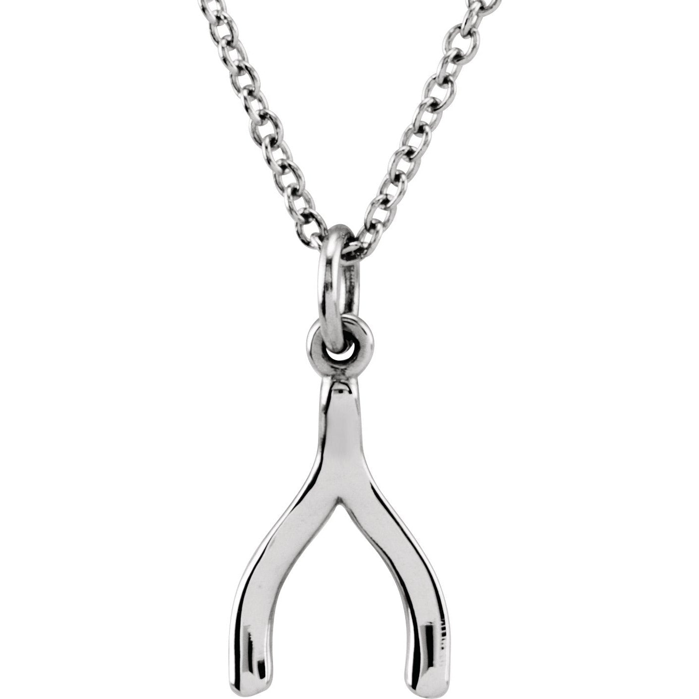 14K White Tiny Poshu00ae Wishbone 16-18 Necklace