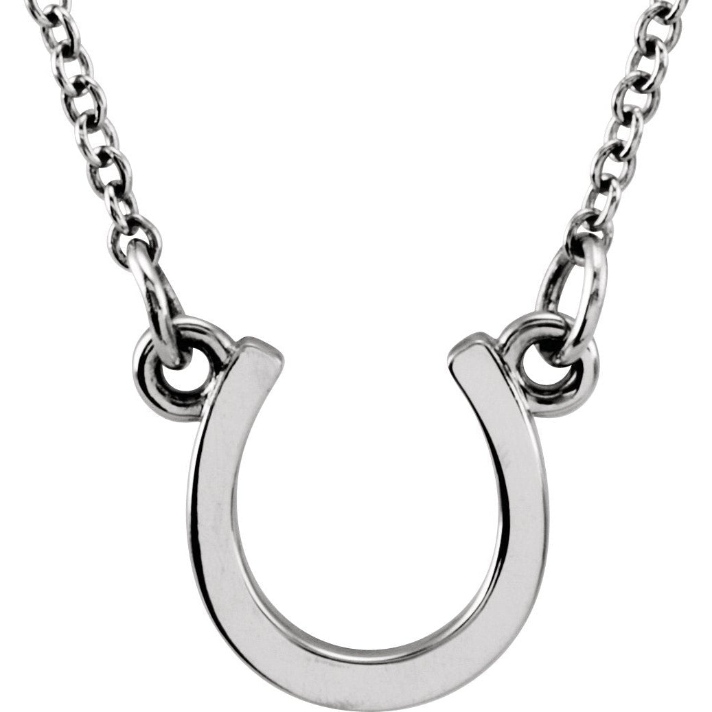 14K White Tiny Poshu00ae Horseshoe 16-18 Necklace