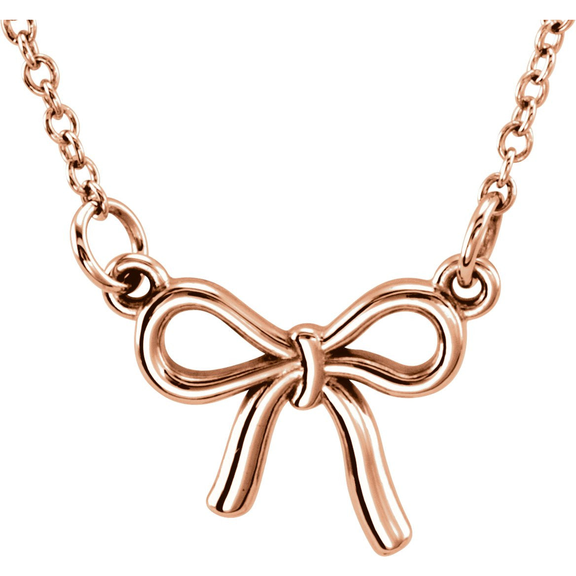 14K Rose Tiny Poshu00ae Knotted Bow 16-18 Necklace