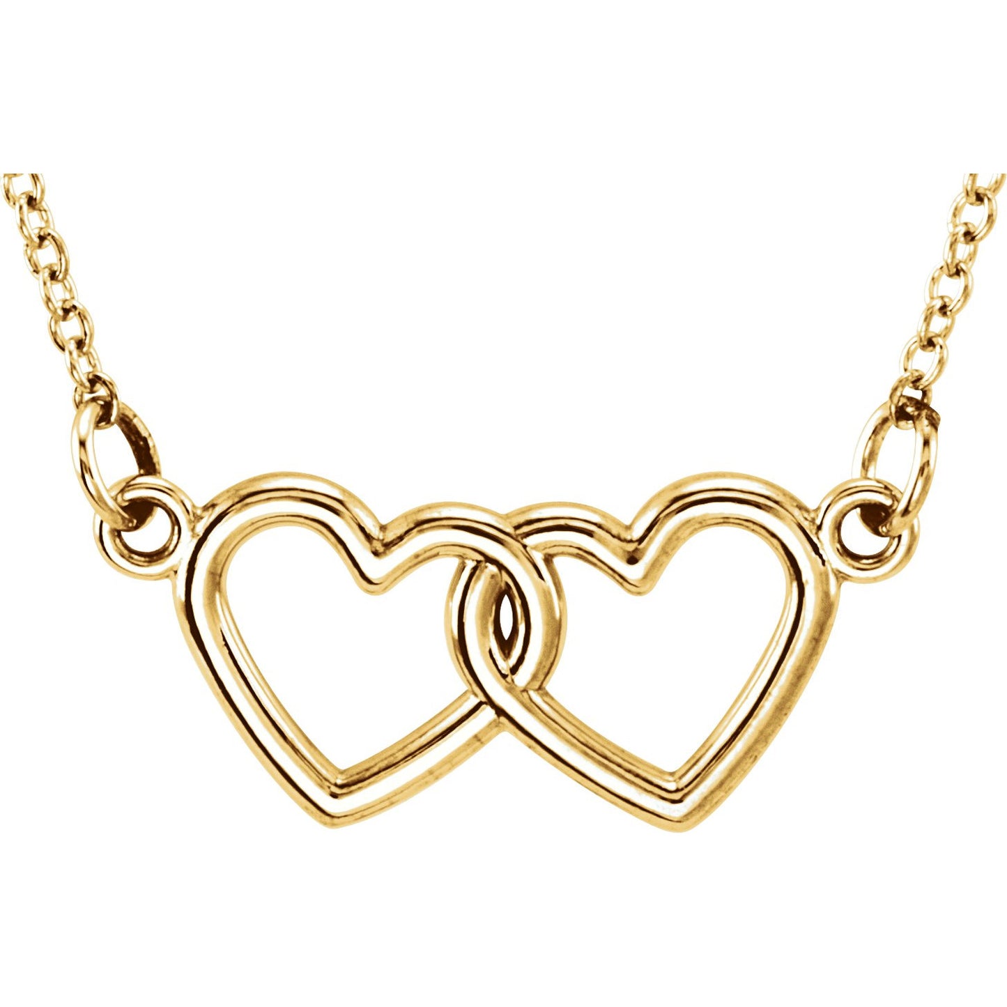 18K Yellow Vermeil Tiny Poshu00ae Vermeil Double Heart 16-18 Necklace