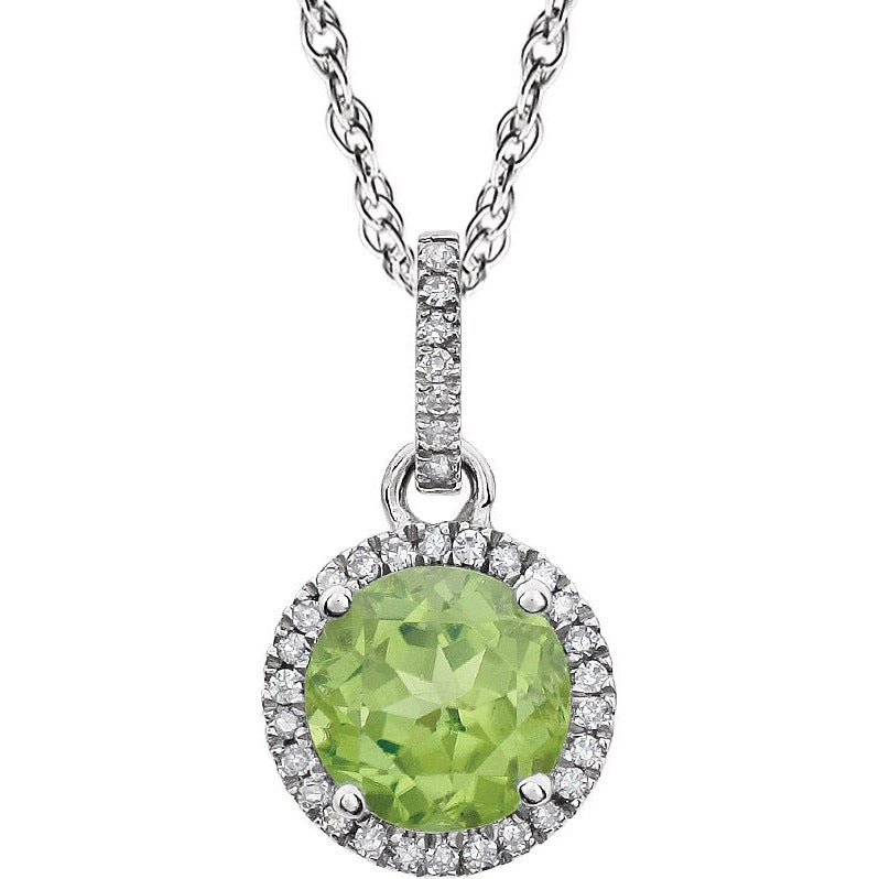 14K White Peridot & 1/10 CTW Diamond 18 Necklace