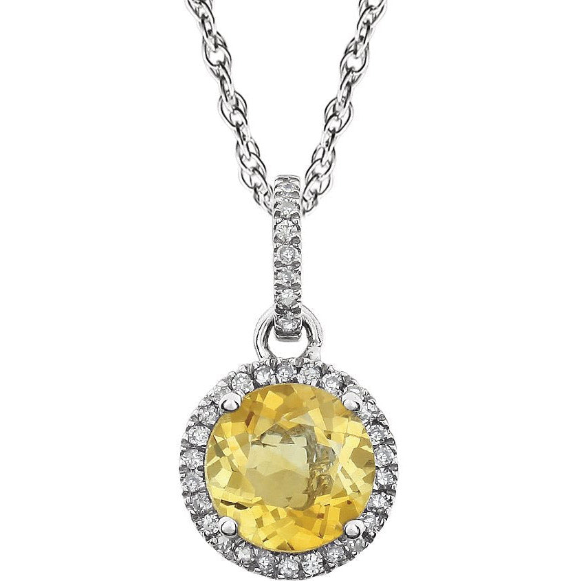 14K White Citrine & 1/10 CTW Diamond 18 Necklace