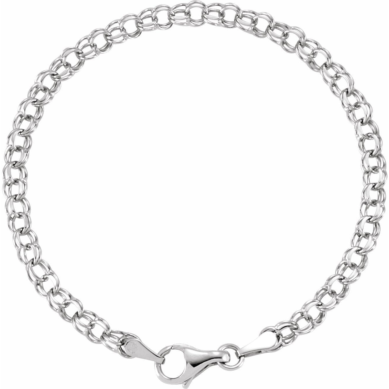 14K White 3.75 mm Solid 7 Charm Bracelet