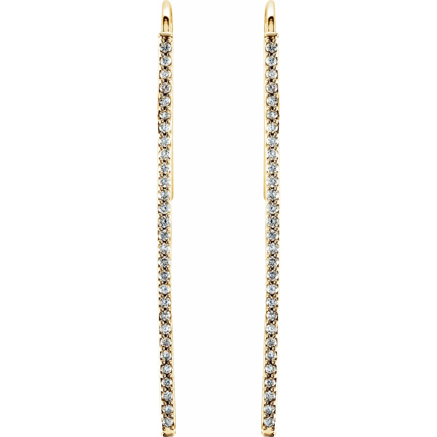 14K Yellow 1/4 CTW Diamond Vertical Bar Earrings