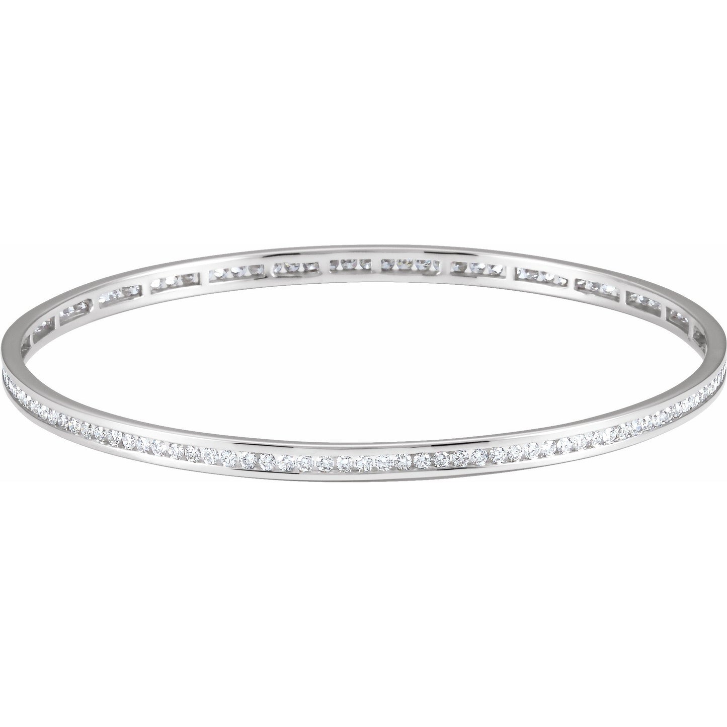 14K White 1 1/2 CTW Diamond Stackable Bangle 8 Bracelet