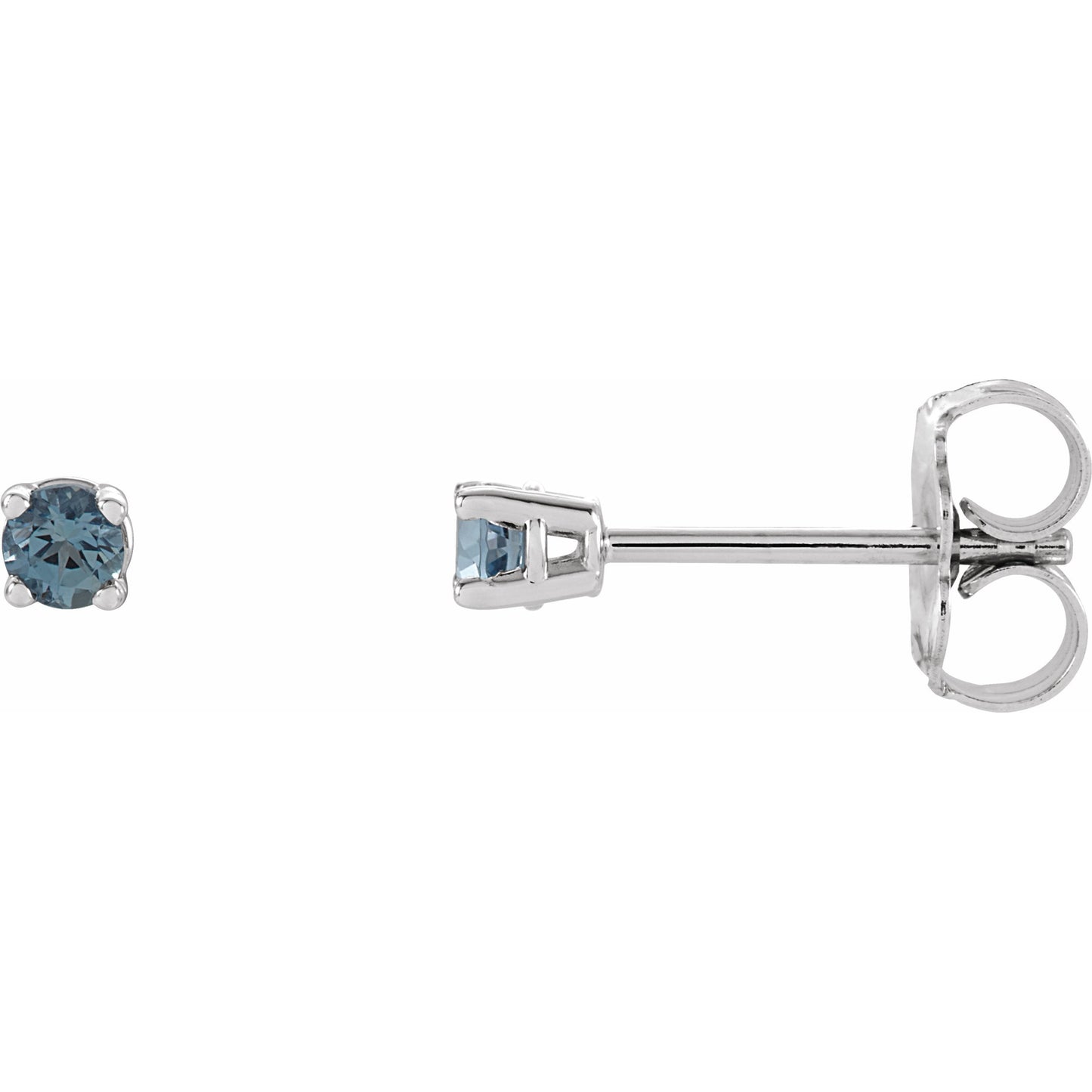 14K White 2.5 mm Round Aquamarine Earrings