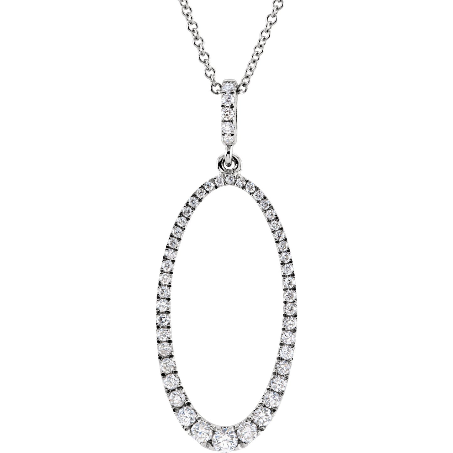 14K White 5/8 CTW Diamond Oval Silhouette 18 Necklace