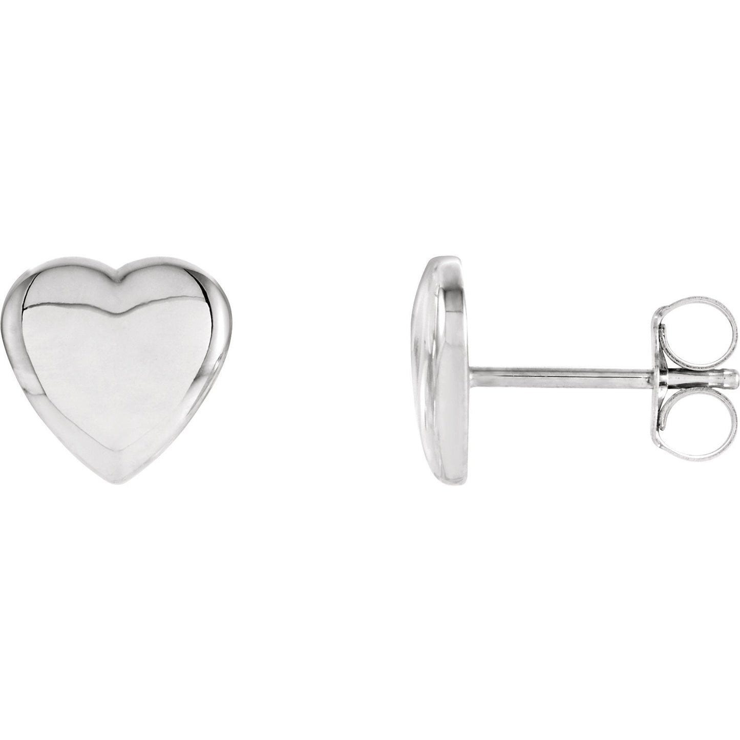 14K White Heart Earrings