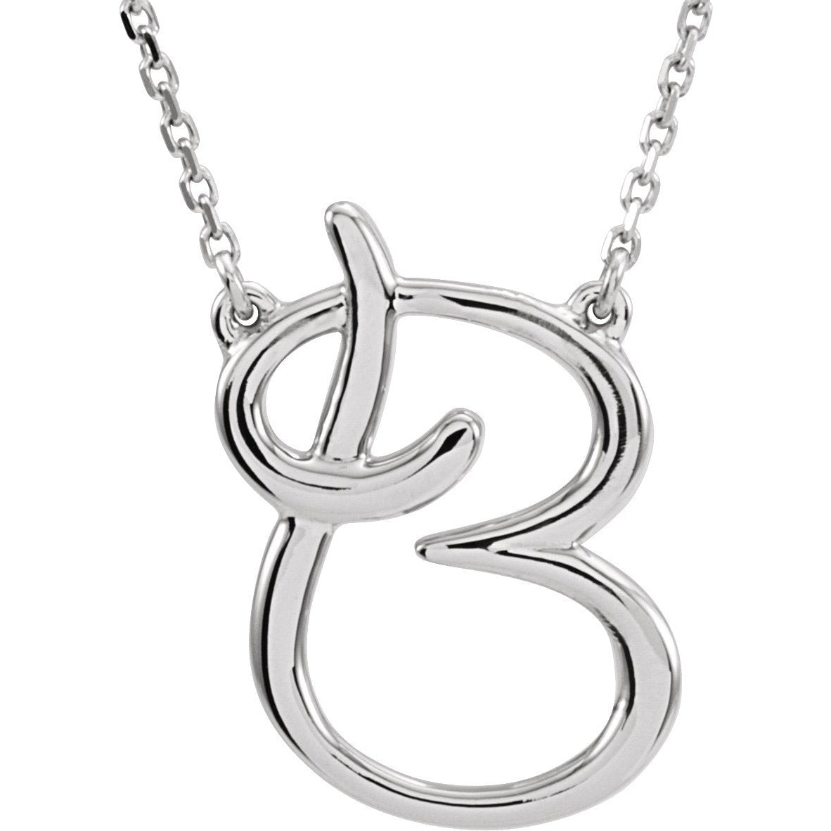 14K White Script Initial B 16 Necklace