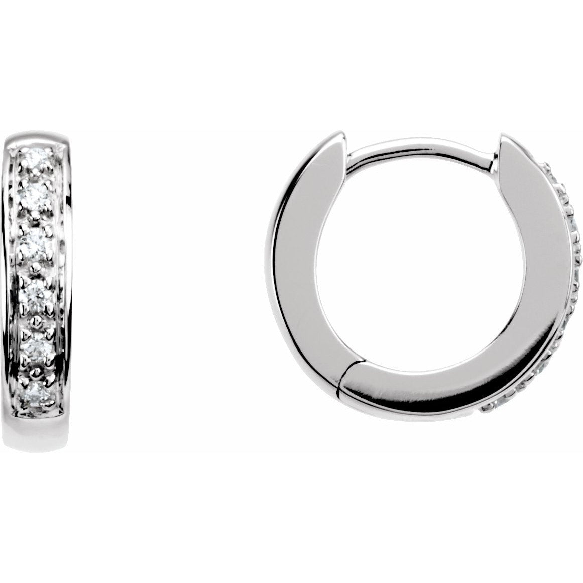 14K White 1/10 CTW Diamond Huggies