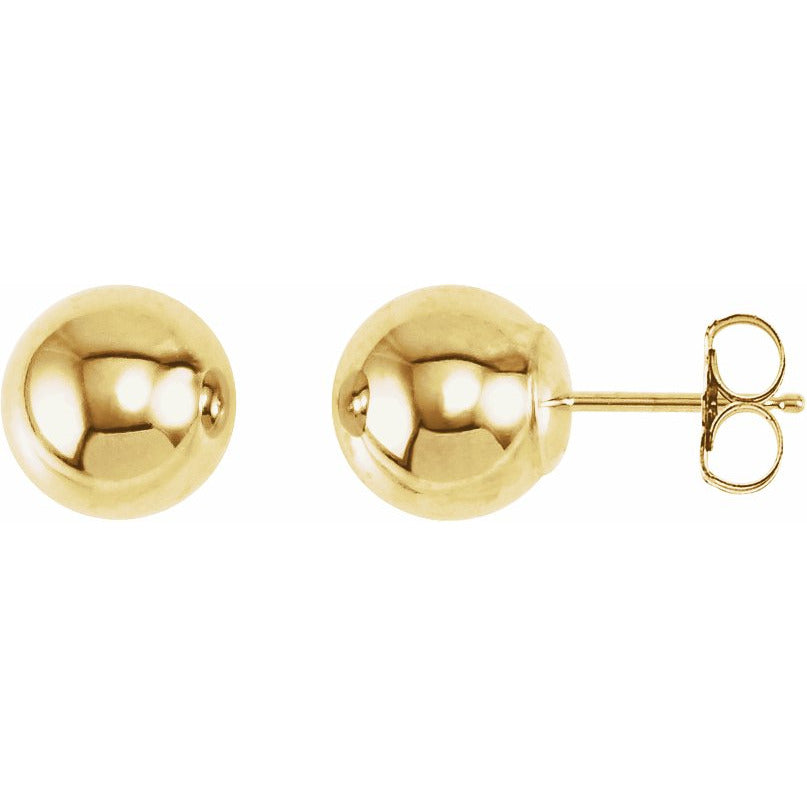 14K Yellow 8 mm Ball Earrings