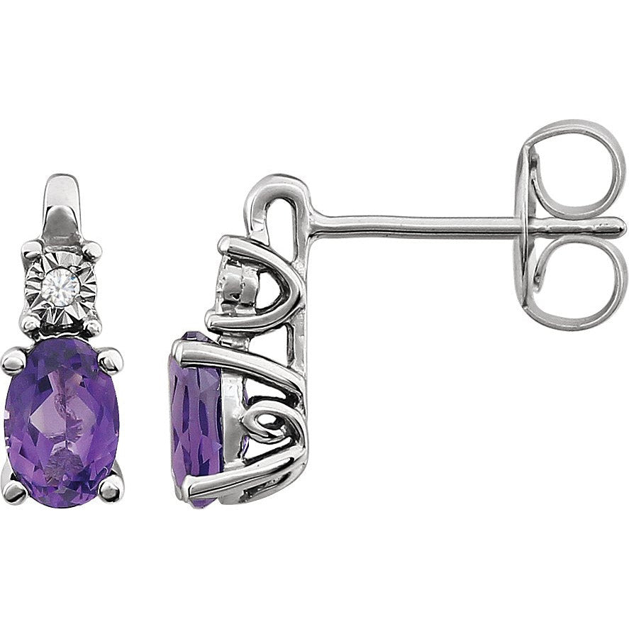 14K White Amethyst & .02 CTW Diamond Accented Earrings