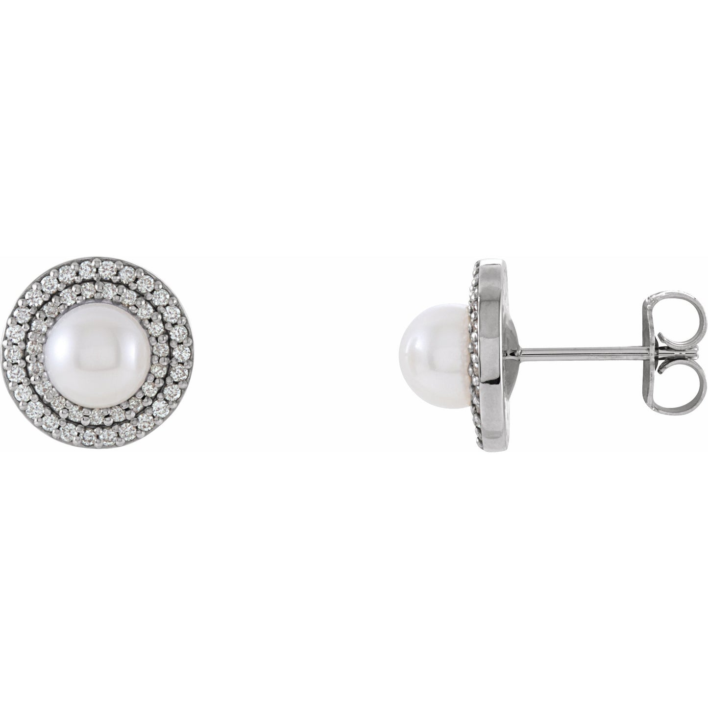 14K White Freshwater Cultured Pearl & 1/5 CTW Diamond Earrings