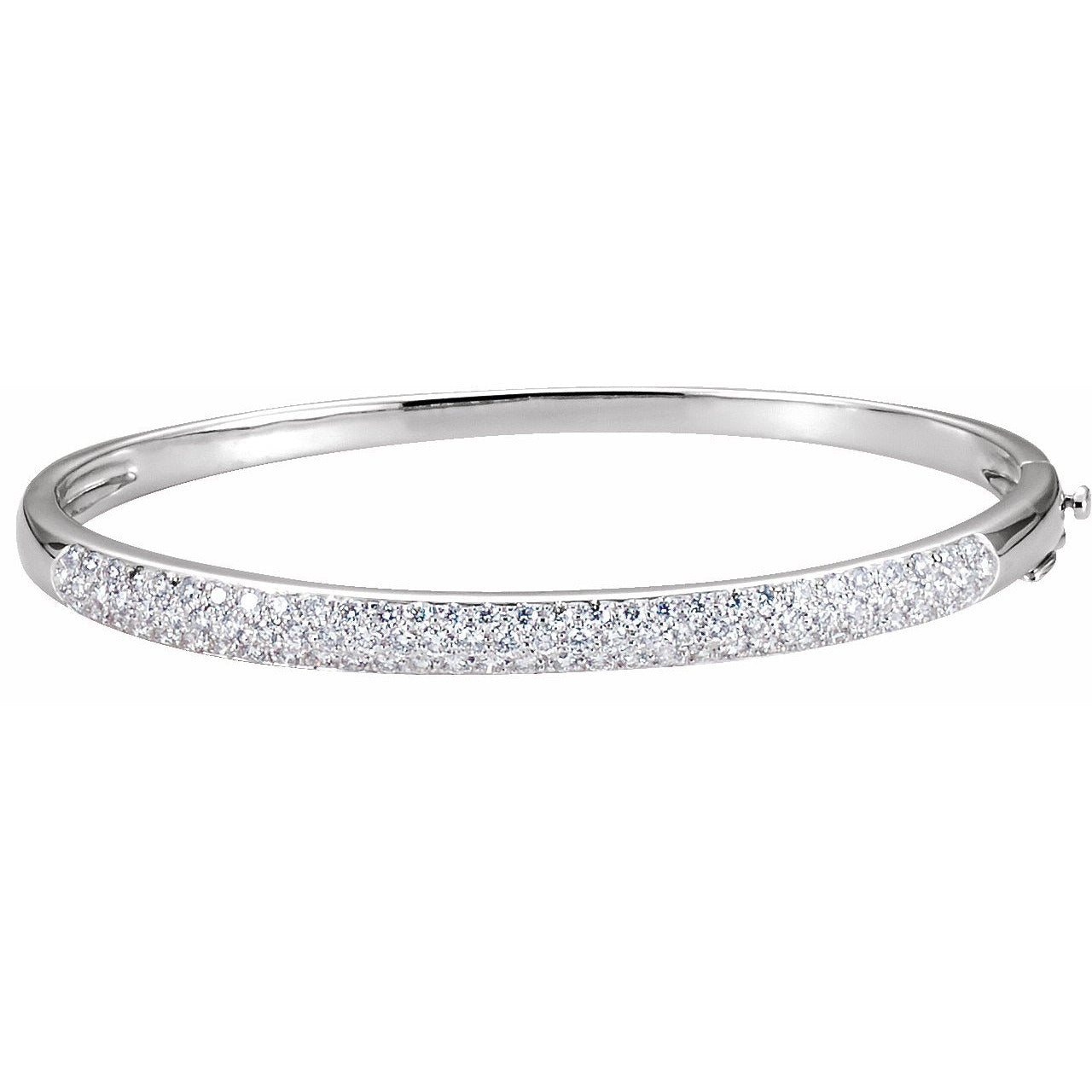 14K White 1 1/2 CTW Diamond Bangle 7 Bracelet