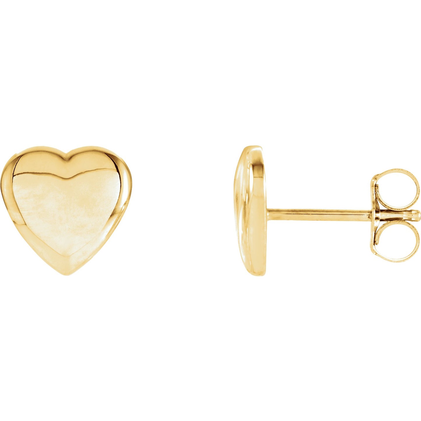 14K Yellow Heart Earrings