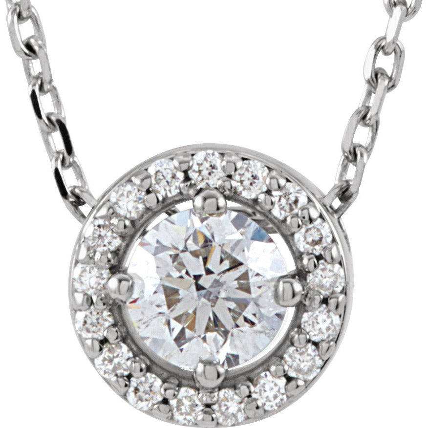 14K White 1/4 CTW Diamond Halo-Style 16 Necklace