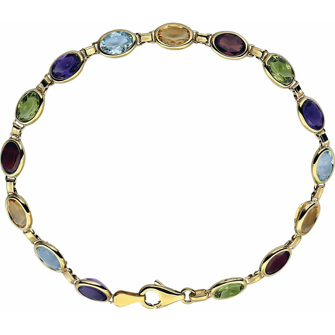 14K Yellow Multi-Gemstone Line 7 Bracelet