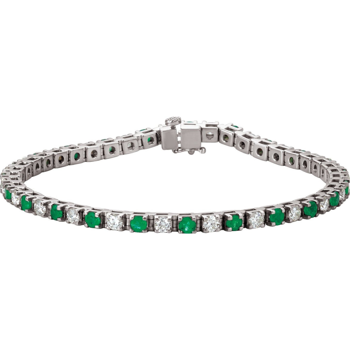 Platinum Emerald & 2 1/3 CTW Diamond Line 7 Bracelet